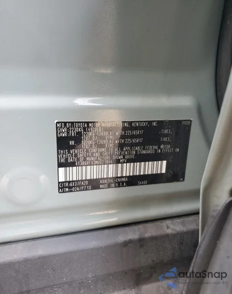 2021 Toyota Rav4 Xle z USA, uszkodzony, nr VIN 4T3R6RFV3MU021844